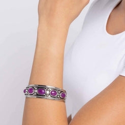 Elegant Silver And Purple Cuff Bracelet Nwt